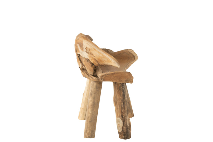 J-line - Stoel Wortel Teak Hout Naturel - 70x43x80cm