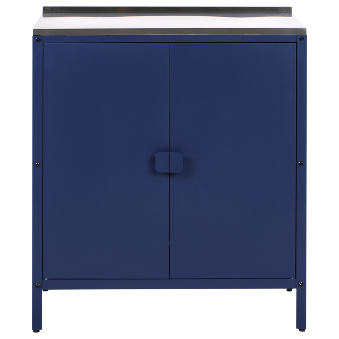 Beliani-VILAMA-Tuinkookeilanden met keukenkast 4-delig-Blauw-RVS