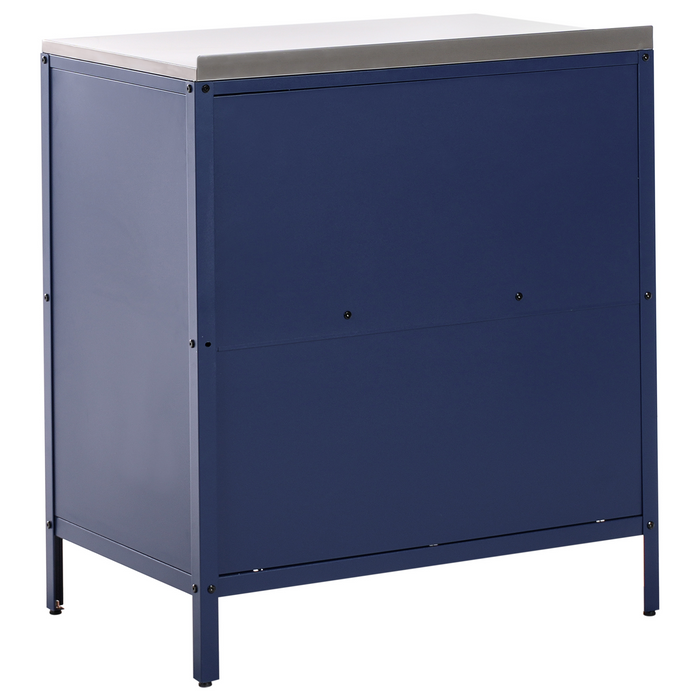 Beliani-VILAMA-Tuinkookeilanden met keukenkast 4-delig-Blauw-RVS