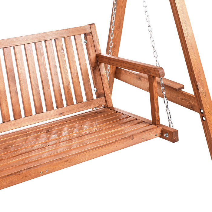 Beliani - FICARELLA - Schommelbank - Bruin - Larikshout