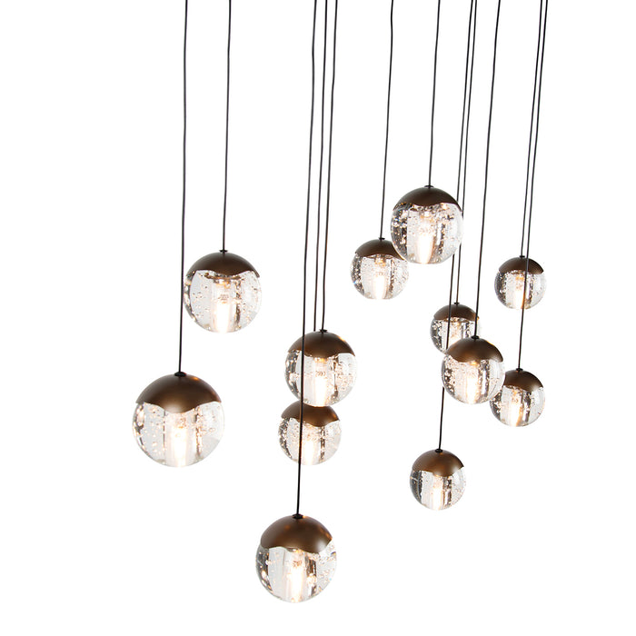QAZQA Design hanglamp donker brons met helder glas 12-lichts - Inge