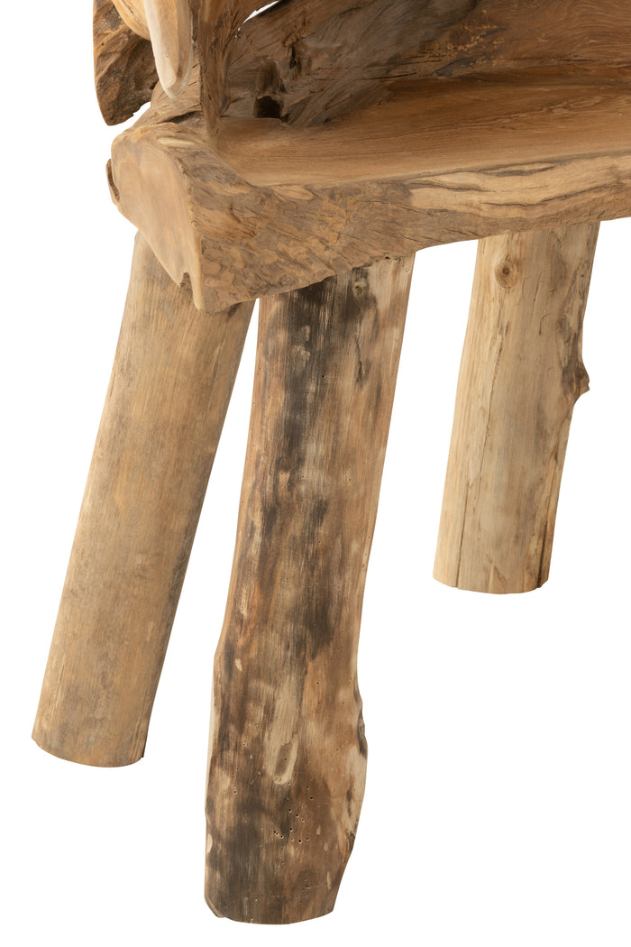 J-line - Stoel Wortel Teak Hout Naturel - 70x43x80cm