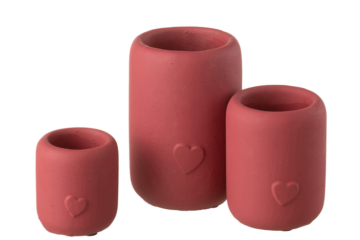 J-Line Bloempot Hart Hoog Cement Rood Large
