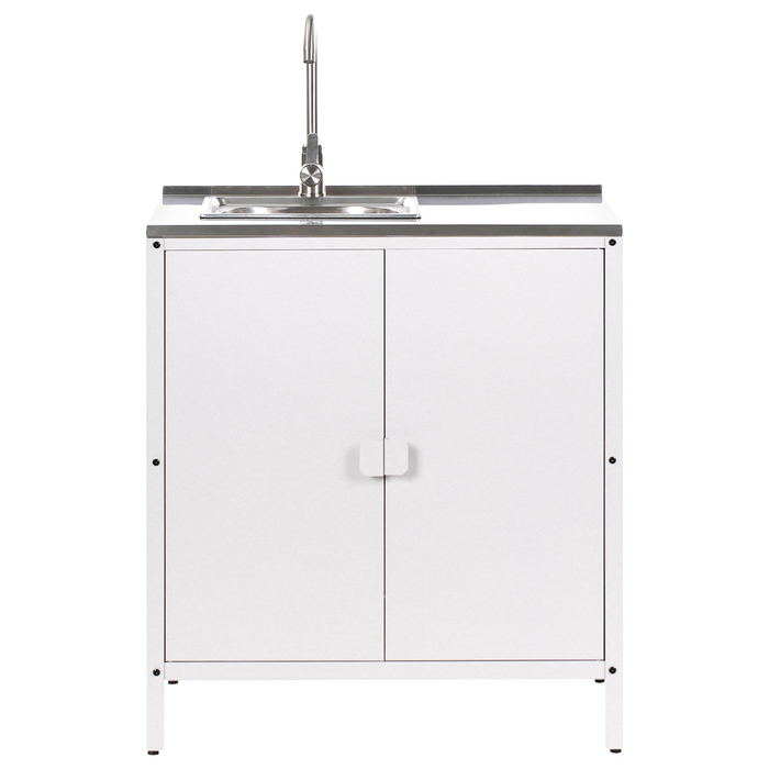 Beliani - VILAMA - Buitenkeukenkast met spoelbak - Wit - Staal