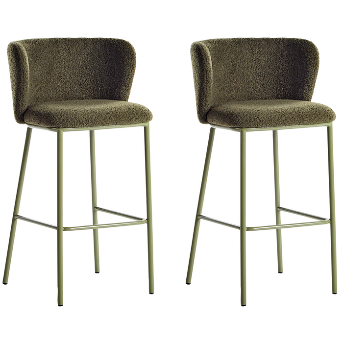 Beliani - MINA II - Barkruk set van 2 - Donkergroen - Bouclé