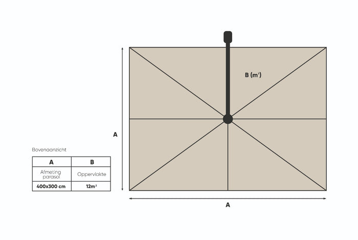 Platinum Challenger Zweefparasol T1 Premium 4x3 m. - Champagne