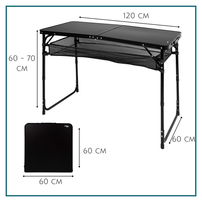 HIXA Campingtafel Vouwtafel Inklapbare tafel Strandtafel Zwart Vers...