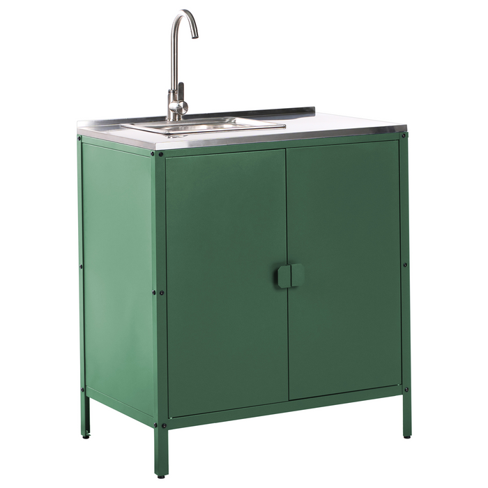 Beliani - VILAMA - Tuin keukenset 2-delig met spoelbak - Groen - RVS