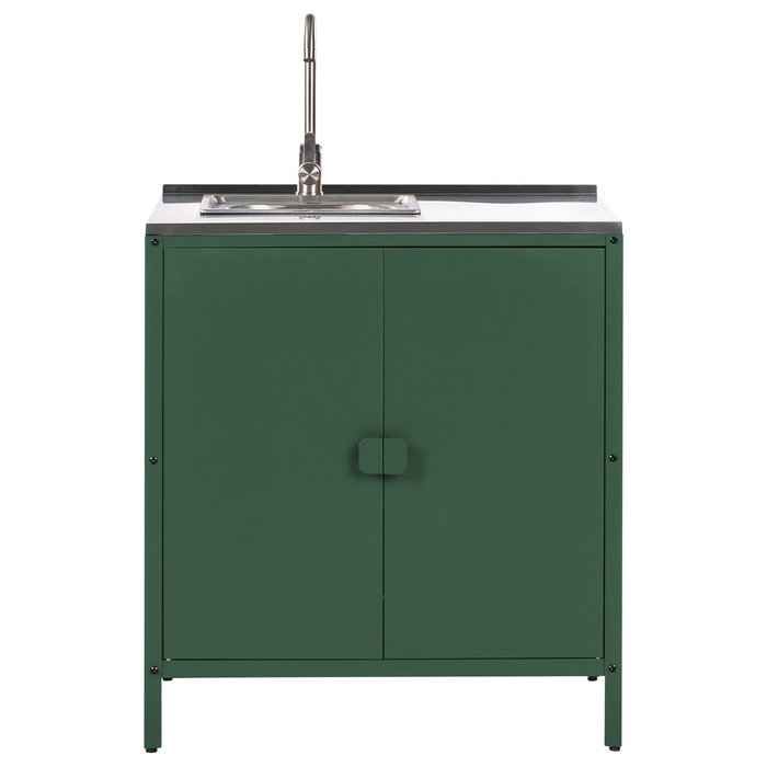 Beliani - VILAMA - Tuin keukenset 2-delig met spoelbak - Groen - RVS