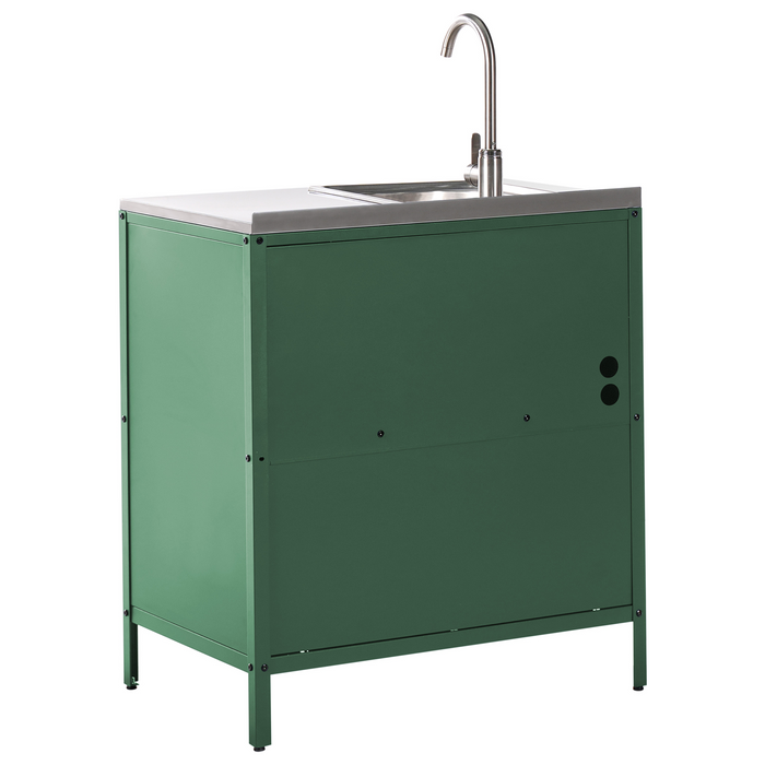 Beliani - VILAMA - Tuin keukenset 2-delig met spoelbak - Groen - RVS