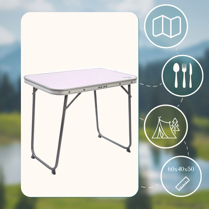 HIXA Aktive Campingtafel Kampeertafel Inklapbaar Handvat Wit 60x40...