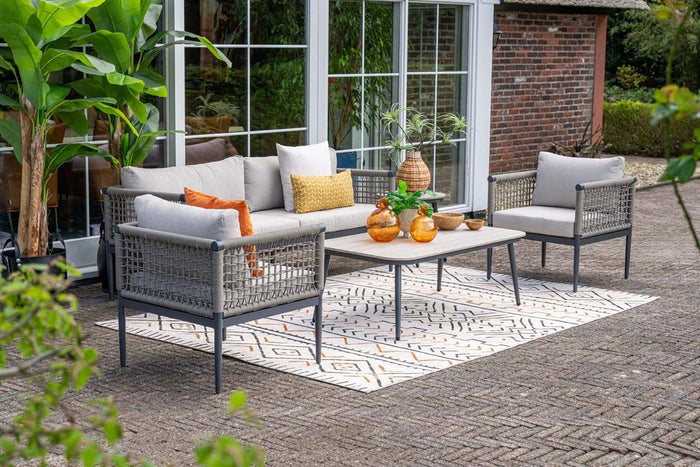 Teramon loungeset - 3-dlg. - c. black - rope taupe - desert sand