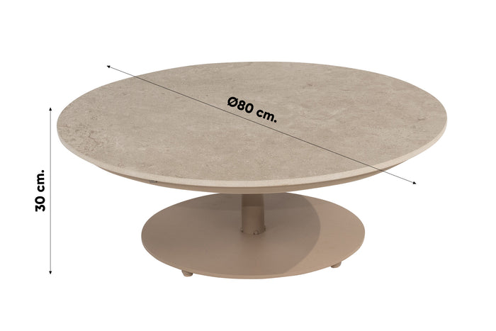 4 Seasons Outdoor Boaz koffietafel - latte|keramiek - Ø80 cm.