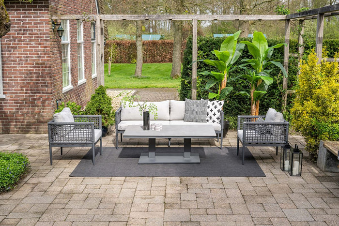 Teramon loungeset - 3-dlg. - c. black - rope dark grey - valley sand