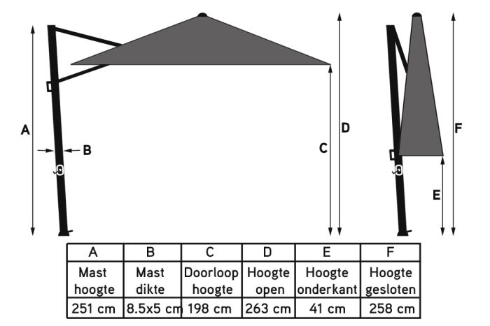 Platinum Challenger Premium T2 3x3 m Champagne Teak - met ingraafvoet en hoes