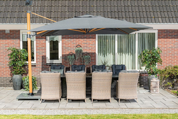 Hawaii Big Pole II parasol - 350x350 cm - l. teaklook -royal antraciet