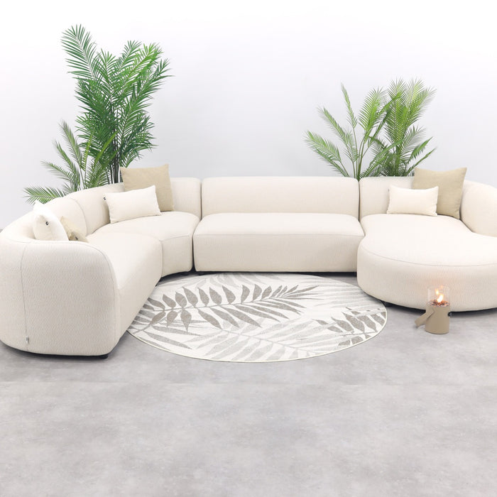 Madeira ronde u-vorm hoekbank + chaise longue links - Naturel Sunbrella