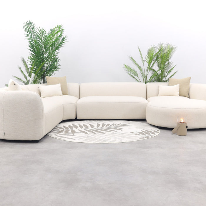 Madeira ronde u-vorm hoekbank + chaise longue links - Naturel Sunbrella