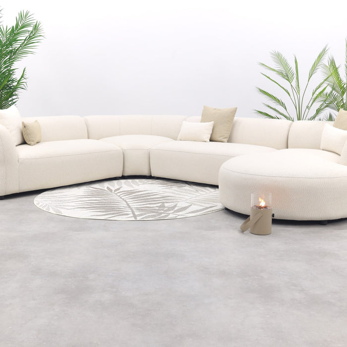 Madeira ronde u-vorm hoekbank + chaise longue links - Naturel Sunbrella