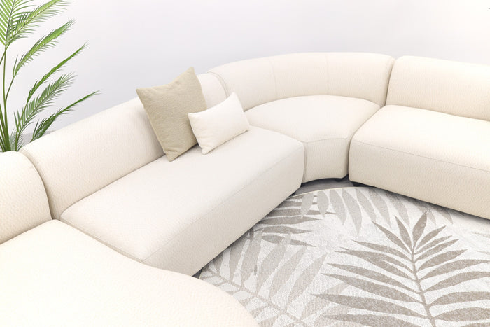 Madeira ronde u-vorm hoekbank + chaise longue rechts - Naturel Sunbrella