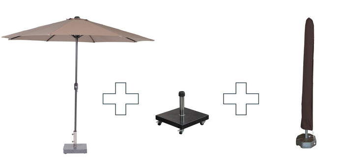 Zweefparasol Lotus - met voet en hoes - 300 cm - Taupe doek