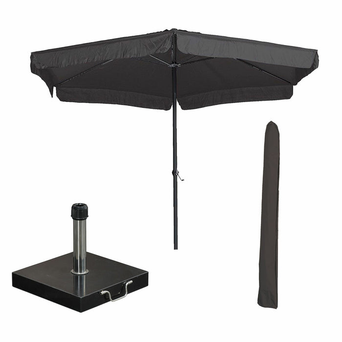Garden Impressions Delta parasol Ø300cm d. grijs Cosmo voet en hoes
