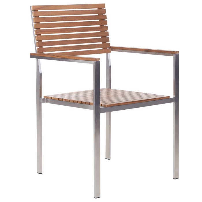 Beliani-VIAREGGIO II-Tuinstoel set van 6-Lichte houtkleur-Teakhout