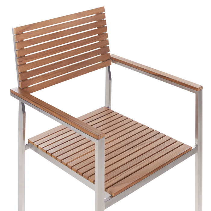 Beliani-VIAREGGIO II-Tuinstoel set van 6-Lichte houtkleur-Teakhout