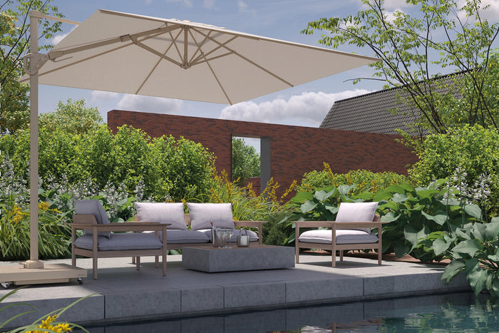 Platinum Challenger Zweefparasol T2 premium - 3x3 m. Champagne - Sand