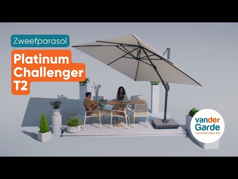 Platinum Challenger parasol T2 Premium - 2,6 x 3,5 m. - Faded Black