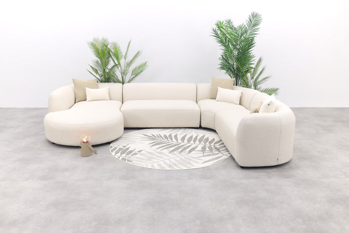 Madeira ronde u-vorm hoekbank + chaise longue rechts - Naturel Sunbrella