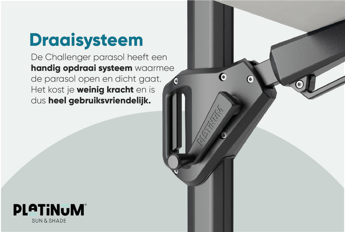 Platinum Challenger T2 zweefparasol premium - 3,5x2,6 m. - Champagne teak