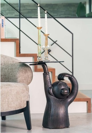 Richmond Interiors Ape Bijzettafel Brons | Glas