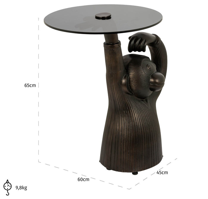 Richmond Interiors Ape Bijzettafel Brons | Glas