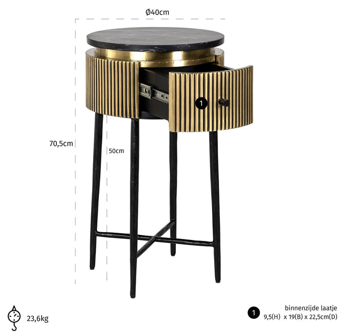 Richmond Interiors Ironville Ronde Bijzettafel met Lade