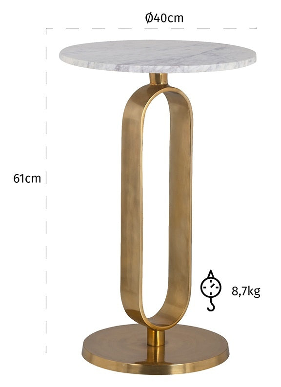 Richmond Interiors Celine Ronde Bijzettafel Marmer|Goud