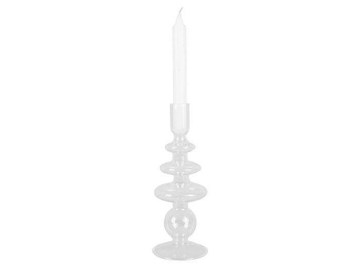 2x Present Time Candle Holder Glass Art Rings Large Clear