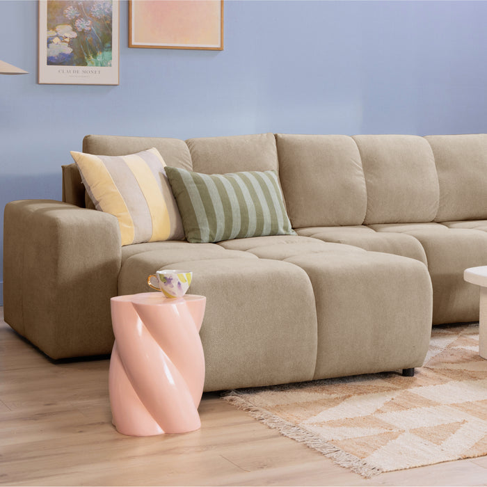 by fonQ Charme U-bank met Slaapfunctie - Weefstof - Beige