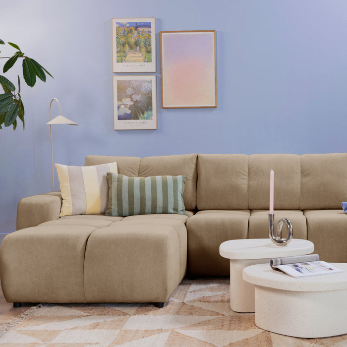 by fonQ Charme U-bank met Slaapfunctie - Weefstof - Beige