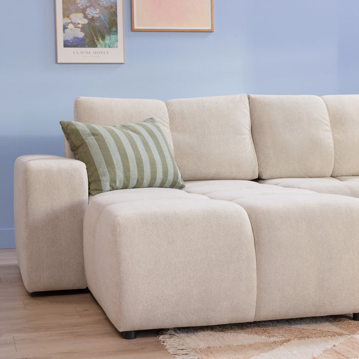 by fonQ Charme U-bank met Slaapfunctie - Weefstof - Ivoor