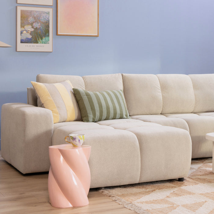 by fonQ Charme U-bank met Slaapfunctie - Weefstof - Ivoor