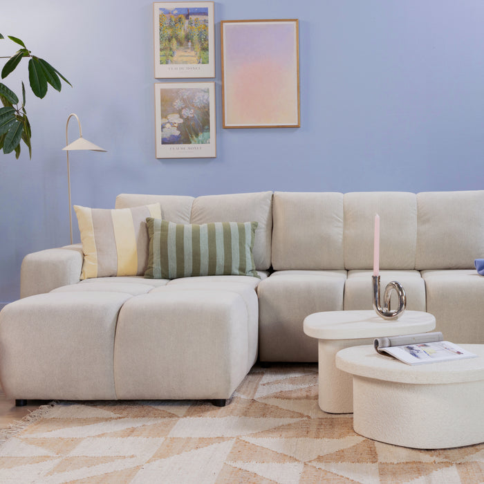 by fonQ Charme U-bank met Slaapfunctie - Weefstof - Ivoor