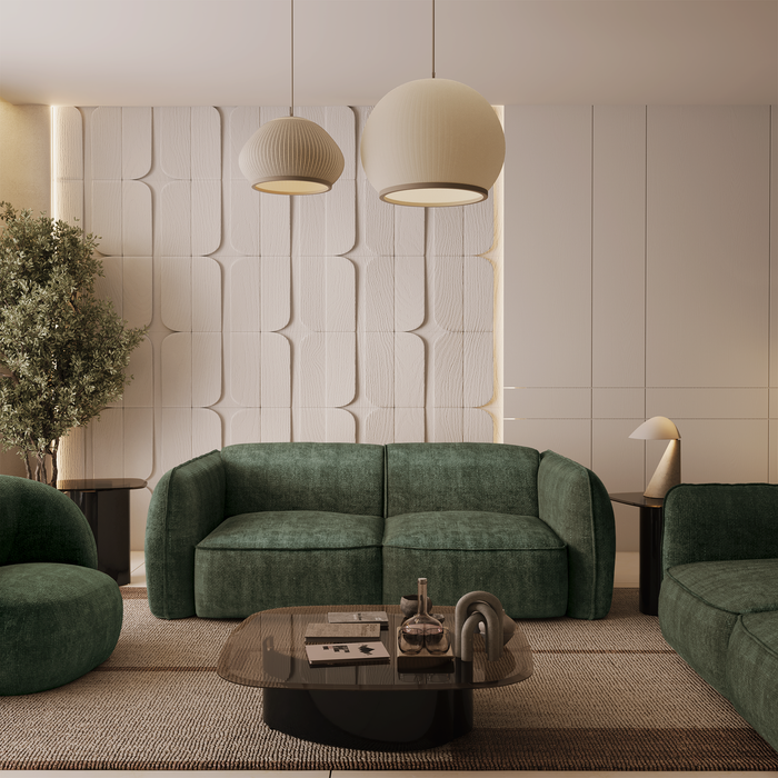 4-zitsbank in olijfgroen ribfluweel