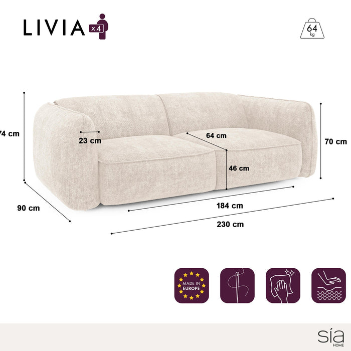 4-zits crèmekleurige fluwelen bank