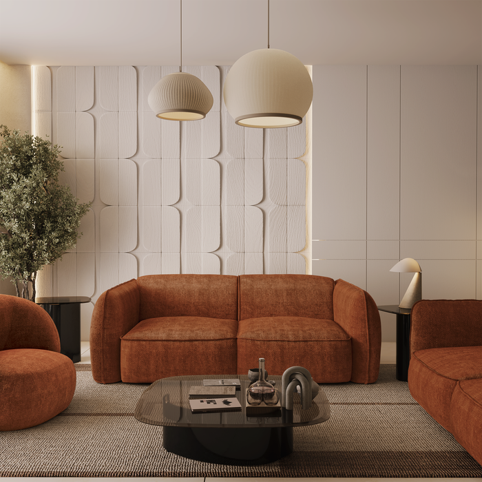 4-zitsbank in terracotta geweven fluweel