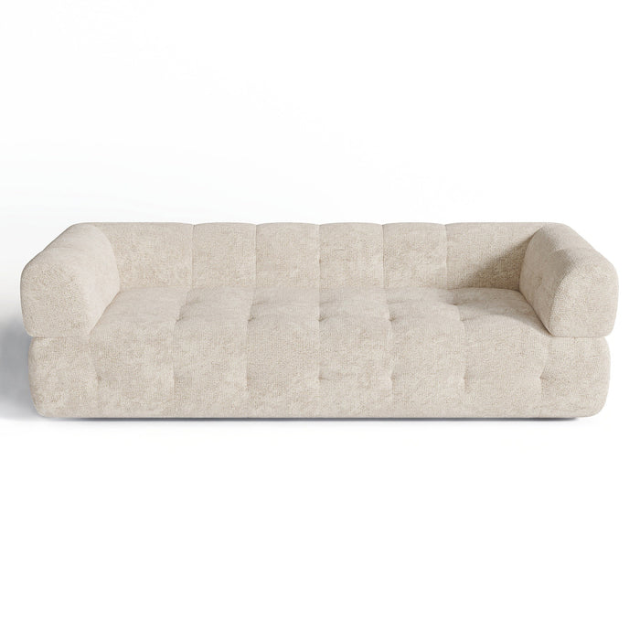 3-zits crèmekleurige chenille fluwelen bank 230cm