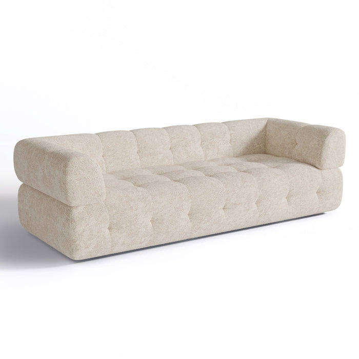 3-zits crèmekleurige chenille fluwelen bank 230cm