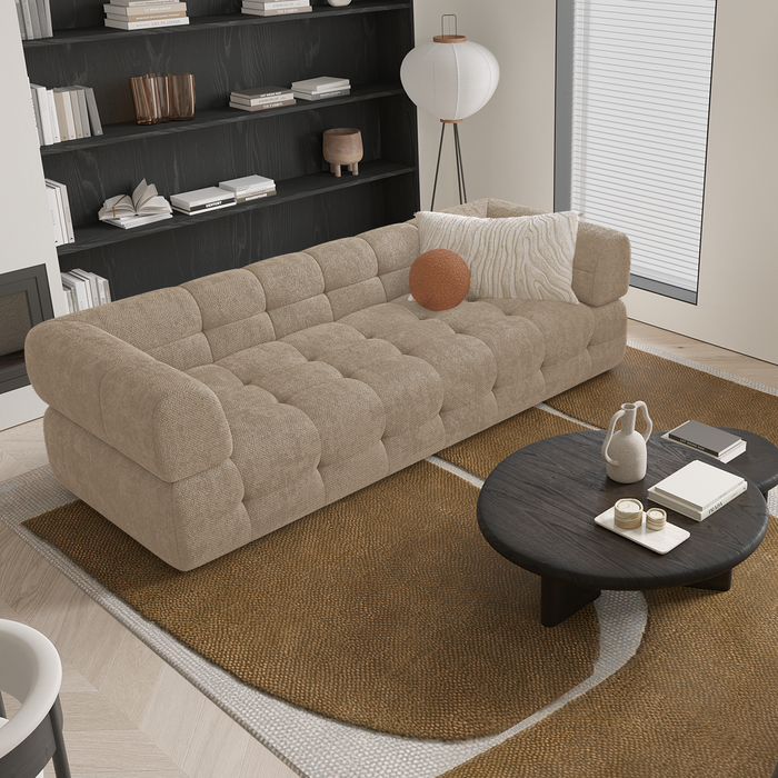 3-zits taupe chenille fluwelen bank 230cm