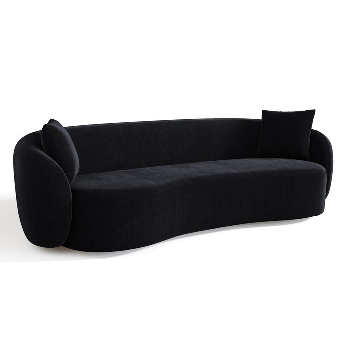 3-zitsbank van zacht aanvoelende geweven stof, zwart, 210 cm