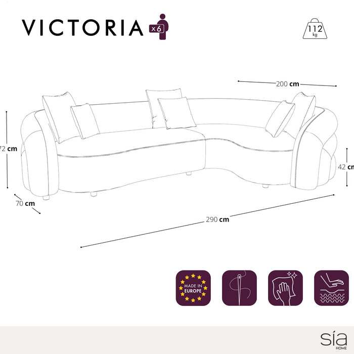 6-zits rechthoekige sofa in taupe structuurfluweel